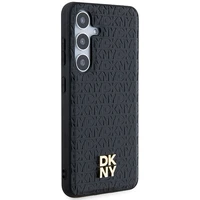 DKNY ādas raksta ar metāla logotipu magnētiskais viedtālruņa apvalks Samsung Galaxy S24+ – melns