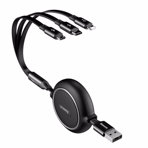 USB kabelis Baseus 3in1 melns 35cm / 120cm