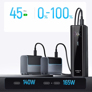 Cuktech PB200U ārējais akumulators 20 000 mAh, 210 W, ar 2 USB-C un USB-A pieslēgvietām, TFT displeju un 240 W USB-C kabeli – melns