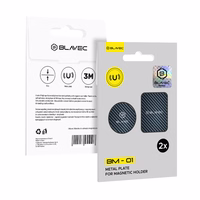 Blavec metāla plāksnīte magnētiskajam turētājam BM-01 komplekts 2 gab. apaļas (40 mm) un taisnstūra (40x58 mm) oglekļa krāsā