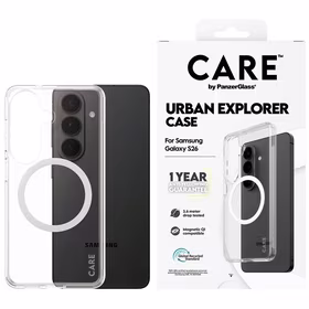 CARE by PanzerGlass Urban Explorer Transparent Case w. White Qi for Samsung Galaxy S26 - transparent