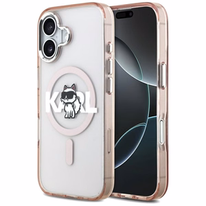 KARL LAGERFELD viedtālruņa apvalks IPHONE 17 ar MagSafe saderīgs (IML Choupette zīmējuma logotipu) - rozā