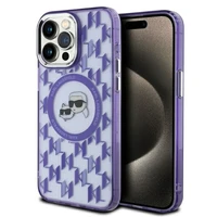 Karl Lagerfeld IML Monogram Karl & Choupette Head MagSafe apvalks iPhone 15 Pro Max - violets