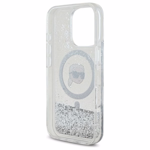 Karl Lagerfeld Liquid Glitter Karl Head Magsafe Case for iPhone 16 Pro - Clear