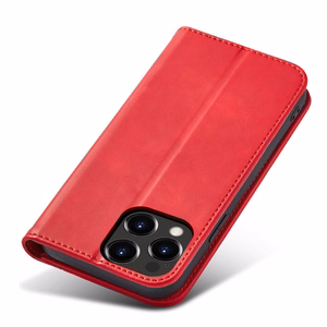 Magnet Fancy Case viedtālruņa apvalks iPhone 14 Pro ar flip vāciņu, maku funkciju un statīvu - sarkanās krāsas