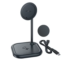 Acefast 15 W Qi bezvadu lādētājs iPhone (ar MagSafe) un Apple AirPods statīva magnētiskais turētājs pelēks (E6 pelēks)