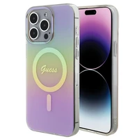 Guess IML Iridescent Magnētiskais viedtālruņa apvalks iPhone 15 Pro - rozā