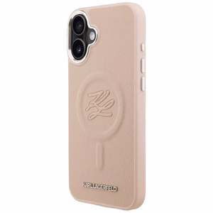 Karl Lagerfeld iniciāļu un metāla logotips MagSafe maciņš iPhone 16 Plus - rozā
