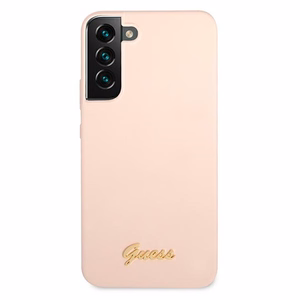 Viedtālruņa apvalks Guess GUHCS22MLSLMGPP S22+ S906 rozā ciets vāciņš Silikona Script Metal Logo