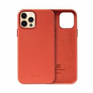 Crong Essential Cover vāciņš ierīcei iPhone 12 Pro Max, no mākslīgās ādas, sarkans