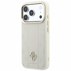 Guess Stripe Peony 4G Logo MagSafe maciņš modelim iPhone 18 Pro / 17 Pro – krāsa: bēša