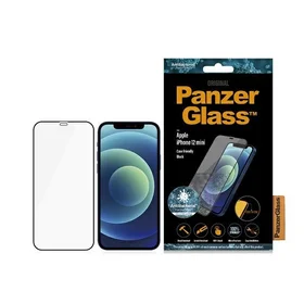 PanzerGlass E2E Super+ Microfracture antibakteriālais rūdītais stikls iPhone 12 mini – ar melnu ietvaru