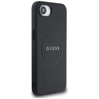 Guess PU Grained Classic Logo viedtālruņa apvalks iPhone 16e ar MagSafe - melns