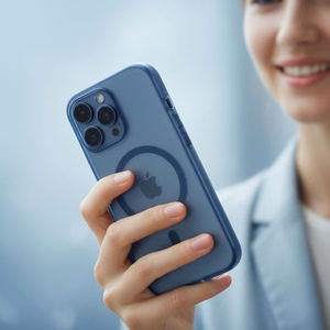 Case for iPhone 17 Pro / 18 Pro (low camera edge) Flexline Mag Cover compatible with MagSafe navy blue
