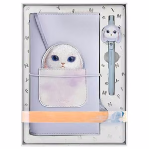 NIMMY komplekts 2in1 piezīmju grāmatiņa + pildspalva BIG EYED PET 2.0 Trusis violeta