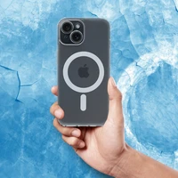 FROST MAG COVER viedtālruņa apvalks ar kameras aizsardzību, saderīgs ar MagSafe, priekš IPHONE 14 Pro, sarmots caurspīdīgs