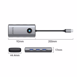 Orico PW11 6in1 USB-C Docking Station 3x USB-A 3.0 1x USB-C 3.0 1x USB-C PD 100 W 1x HDMI 4K 30Hz - Gray