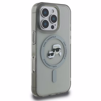 Karl Lagerfeld IML Metal Karl&Choupette Head magnētiskais viedtālruņa apvalks iPhone 16 Pro - melns