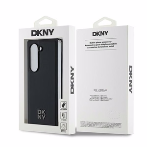 DKNY Magnētiskais vienkāršs ādas metāla apvalks ar logotipu Samsung Galaxy Z Fold 6 - melns