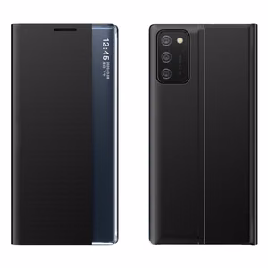 Viedtālruņa vāciņš Sleep Case Samsung Galaxy A03s (166.5) ar statīvu - melns