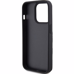 Karl Lagerfeld Saffiano karšu slotiņas un statīvs monogramma Choupette apvalks iPhone 15 Pro - melns