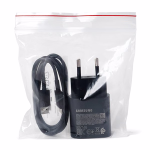 Samsung EP-TA200EBE USB-A 15W sienas lādētājs ar EP-DR140ABE USB-A - USB-C kabeli (OOB Bulk - aizstājējiepakojums) - melns