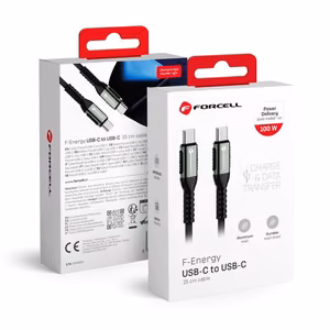 Cable USB C to USB C Forcell F-Energy QC4.0 PD 5A 100W Cafule 0.25 m C260 black
