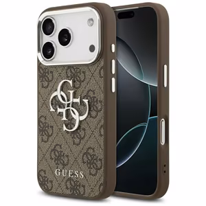 Guess Чехол для iPhone 17 Pro GUHCP17LP4G4SMCW (4G PU Leather Case with Big 4G and Classic Logo and Silver Metal Camera Frame) коричневый