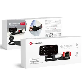 FORCELL F-ENERGY MagNetix 3w1 Qi2 20,5W bezvadu lādētājs saderīgs ar MagSafe melns