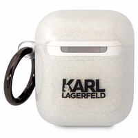 Karl Lagerfeld KLA2HNKCTGT Airpods 1/2 apvalks caurspīdīgs Gliter Karl&Choupette