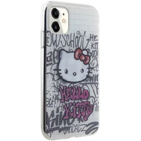 Hello Kitty IML Kitty uz ķieģeļiem grafiti apvalks iPhone 11 / Xr - balta
