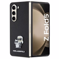 Karl Lagerfeld Saffiano Karl&Choupette Pin viedtālruņa apvalks Samsung Galaxy Z Fold 5 - melns