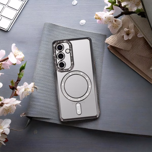 Magnētiskais Bling MagSafe apvalks viedtālrunim Samsung Galaxy S25 FE melns