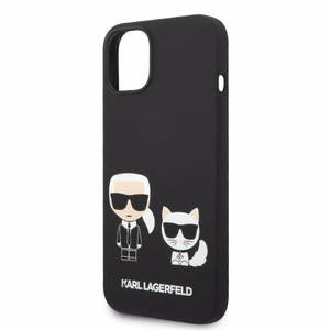 Karl Lagerfeld KLHMP14MSSKCK iPhone 14 Plus 6.7 "cietais viedtālruņa apvalks melns / melns šķidrais silikona Karl & Choupette MagSafe