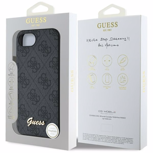 Guess 4G Script Logo MagSafe viedtālruņa apvalks iPhone 16e - melns