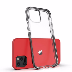 Spring Case прозрачный TPU гелевый защитный чехол с цветной рамкой для iPhone 13 Pro голубой