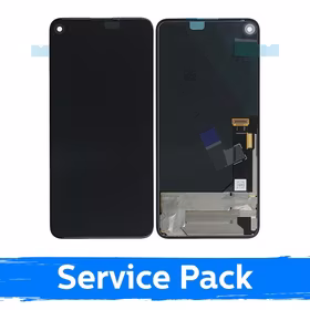 LCD Displejs Saderīgs ar Google Pixel 4A 5G / G025I / Melns Ar Frame (Service Pack)