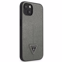 Guess GUHCP14MPSATLG iPhone 14 Plus 6.7 "sudraba/sudraba cietais apvalks SaffianoTriangle Logo