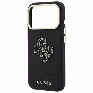 Guess Grained & Big Resin Logo vāciņš iPhone 18 Pro Max / 17 Pro Max – melns