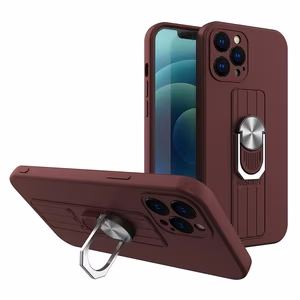 Ring Case silikona viedtālruņa apvalks ar pirksta turētāju un statīvu Samsung Galaxy A32 5G brūns
