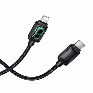 Kabelis ar LCD USB C uz Lightning Hoco PD 30W 1,2 m U146 melns