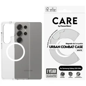 CARE by PanzerGlass Flagship Urban Combat White QI viedtālruņa apvalks Samsung Galaxy S25 Ultra - caurspīdīgs