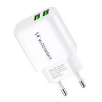 Wozinsky CUWCW 2.4A 2 x USB-A sienas lādētājs - balts