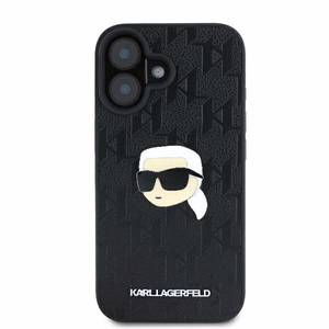 Karl Lagerfeld Monogramma Karl Galvas Piespraude iPhone 16 Viedtālruņa Apvalks - Melns