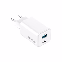 Forever TC-08-45AC GaN PD QC lādētājs 1x USB-C 1x USB 45W balts
