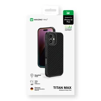 AmazingThing Titan Max viedtālruņa apvalks ar 1500D aramīda šķiedrām iPhone 16 Plus - melns