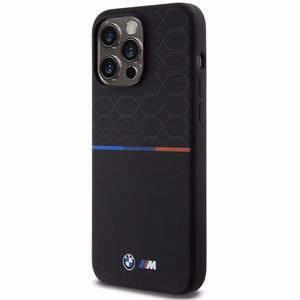 BMW M Silikona rakstains Magnētiskais viedtālruņa apvalks iPhone 15 Pro Max - melns