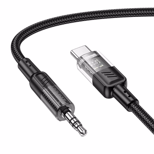 AUX kabelis Jack 3,5 mm uz USB C Hoco 1,2 m UPA27 melns