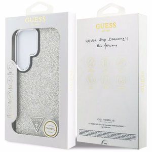Guess maciņš Fixed Glitter Triangle MagSafe priekš Samsung Galaxy S26 Ultra sudrabs