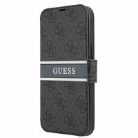 Guess GUBKP13S4GDGR iPhone 13 mini 5.4" pelēks/pelēks grāmatas tipa apvalks 4G Stripe
